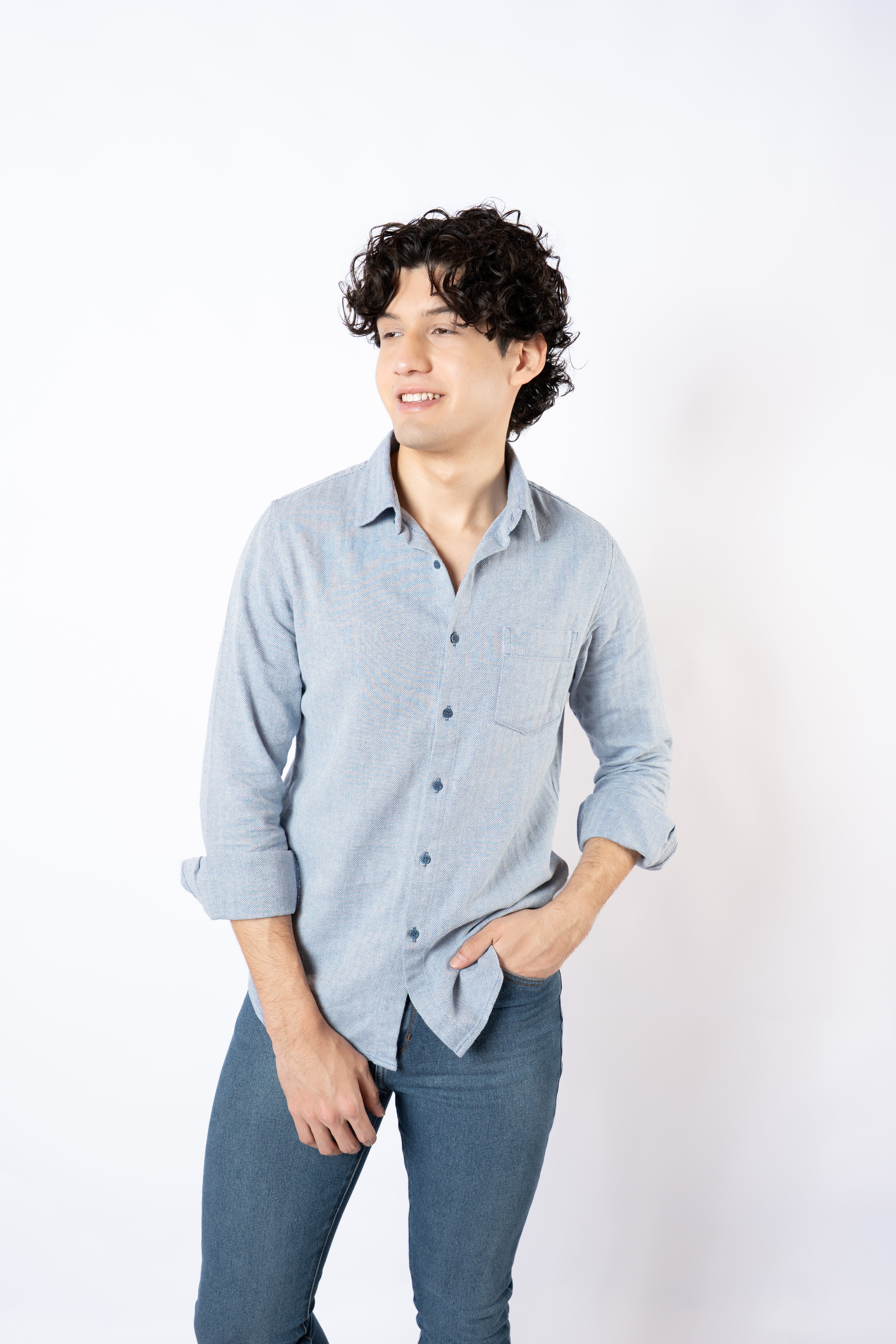 CAMISA SLIM BLEND AZUL