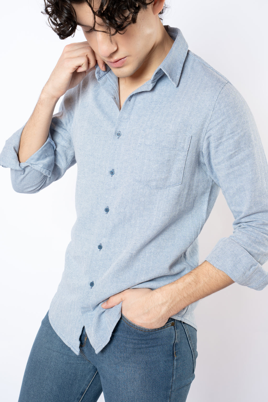 CAMISA SLIM BLEND AZUL