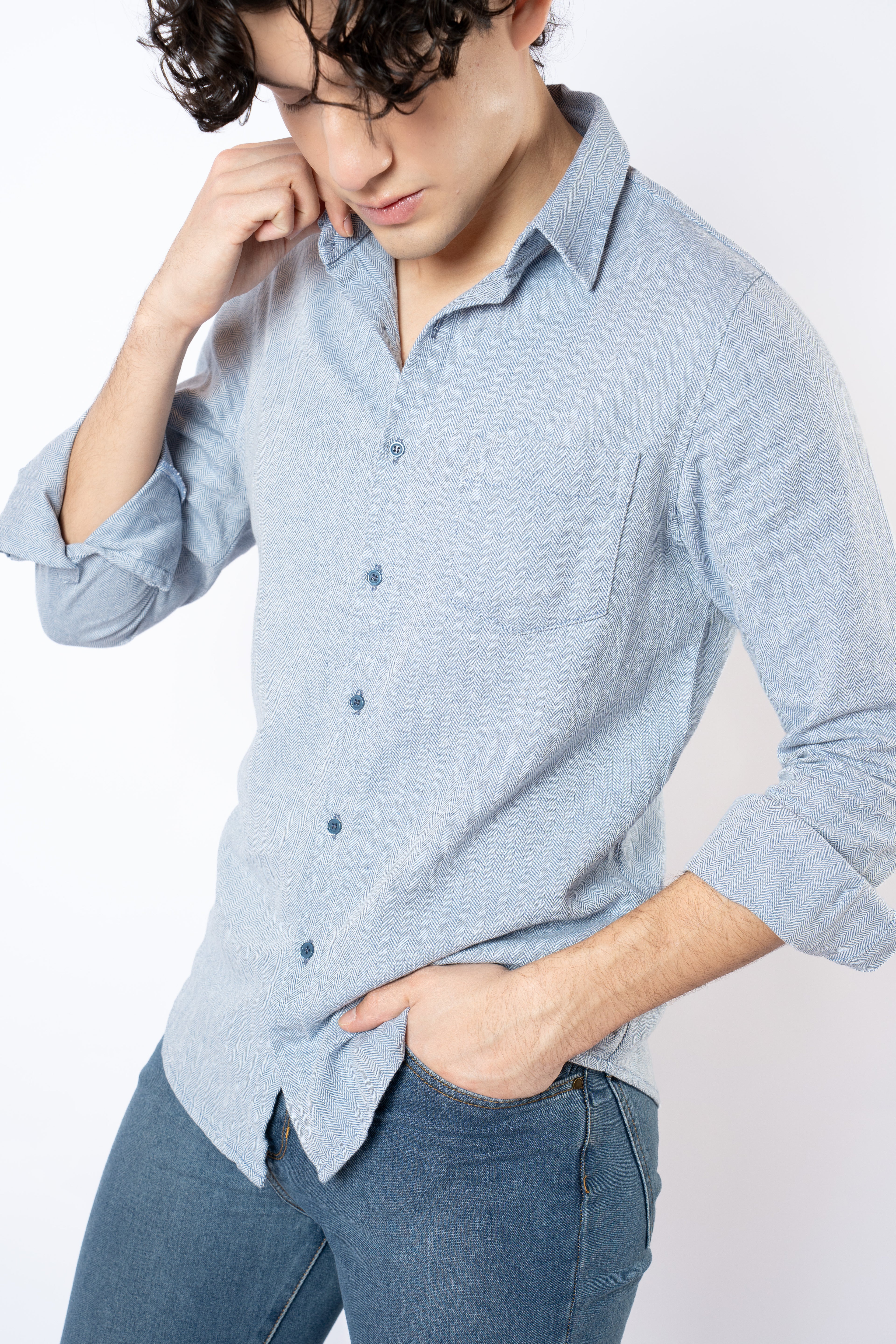 CAMISA SLIM BLEND AZUL