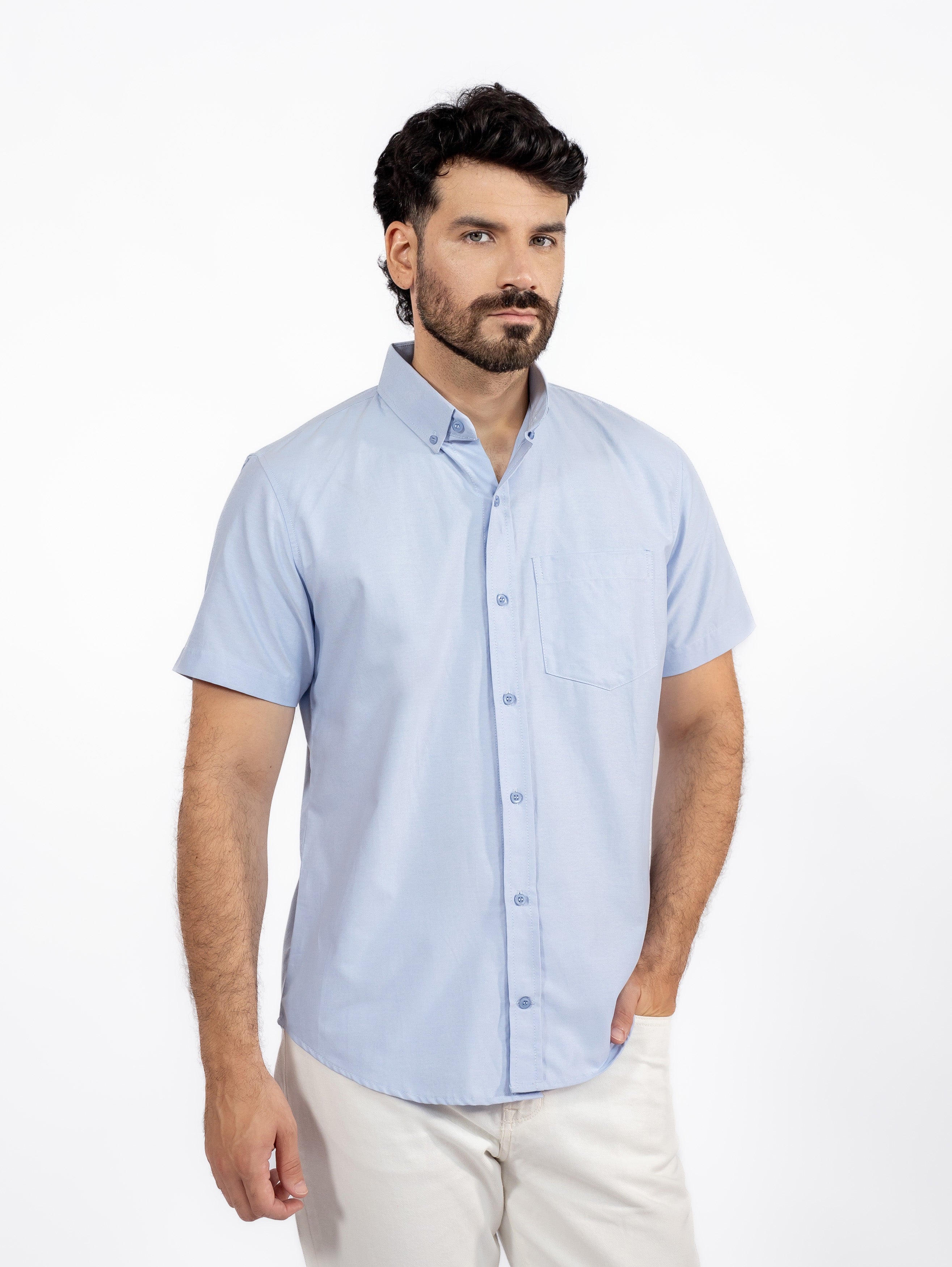 CAMISA AZUL MELANGE M/C