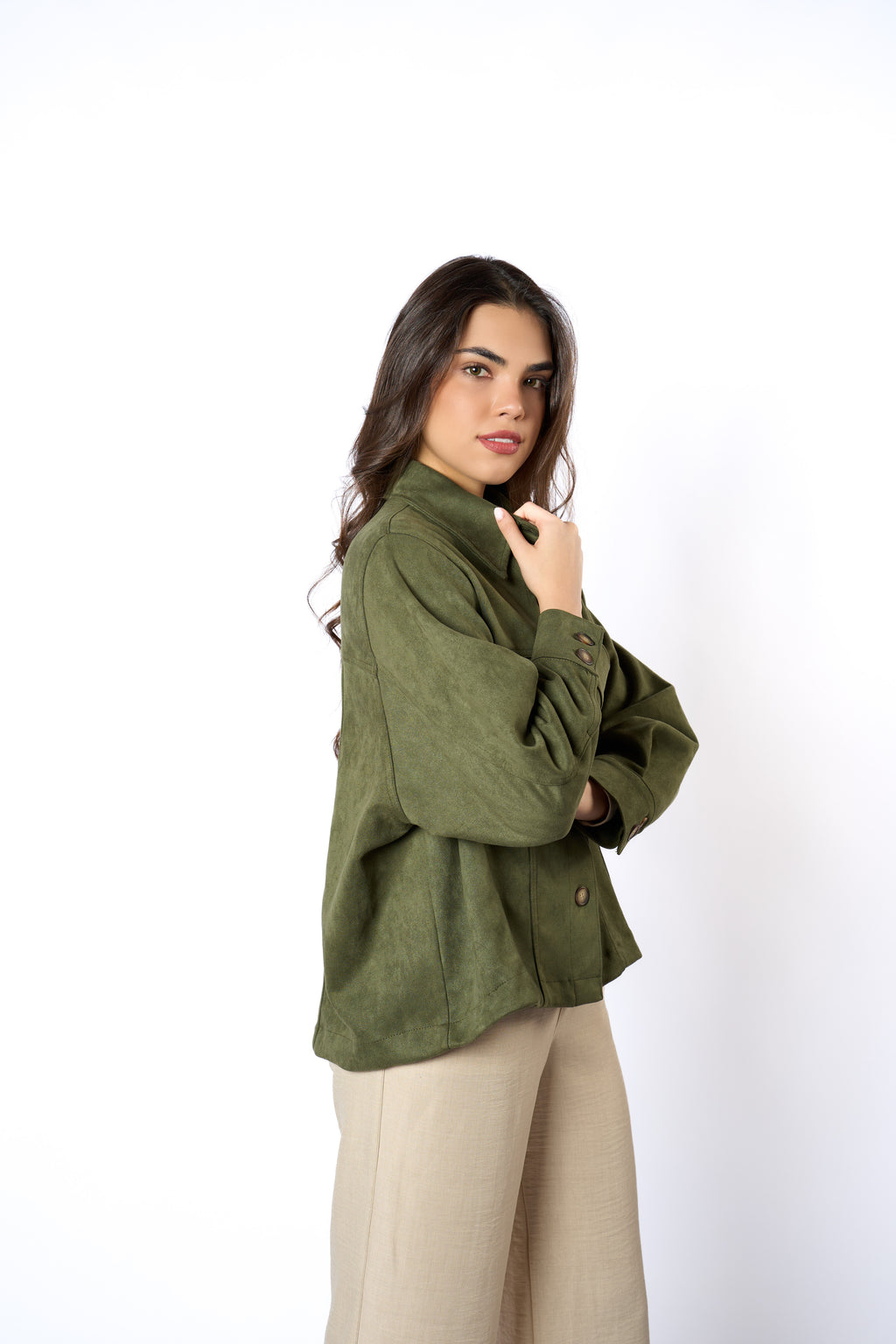 SACO SUEDE VERDE MUSGO