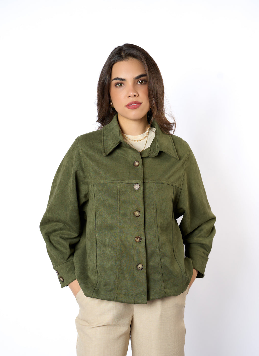 SACO SUEDE VERDE MUSGO