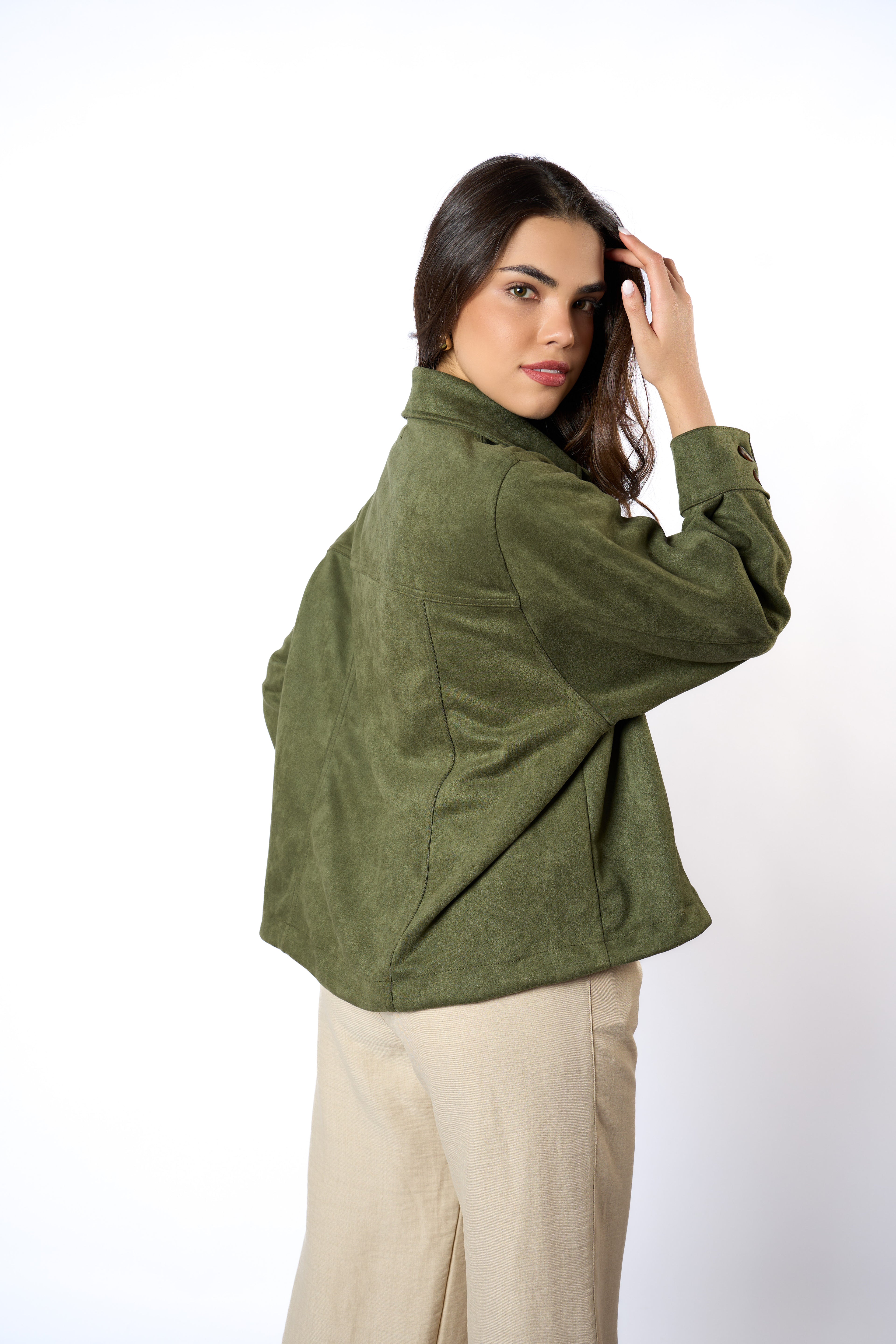 SACO SUEDE VERDE MUSGO