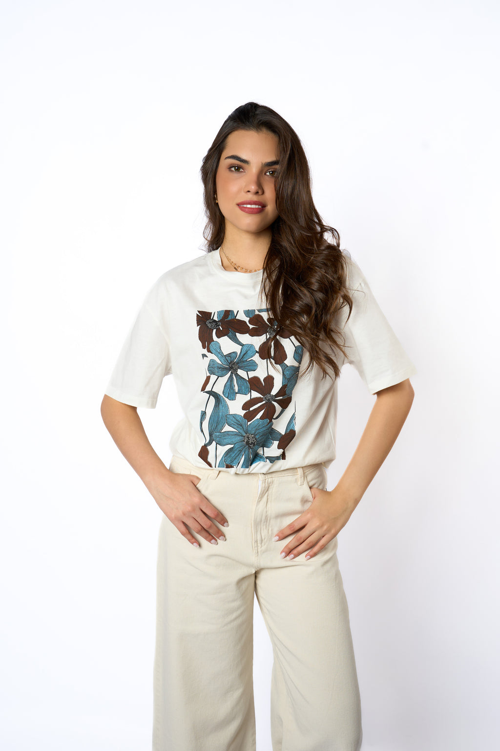 T-SHIRT FLORES BROWN
