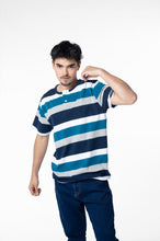 Cargar imagen en el visor de la galería, Remera c/ Botones Rayas Azul
